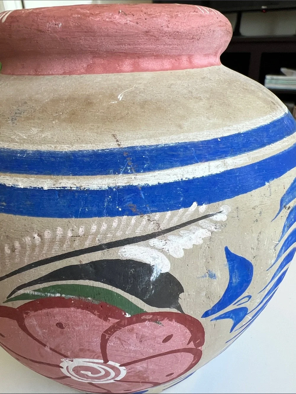Vintage Mexican Pottery Vase Floral Handmade - Picture 4 of 14